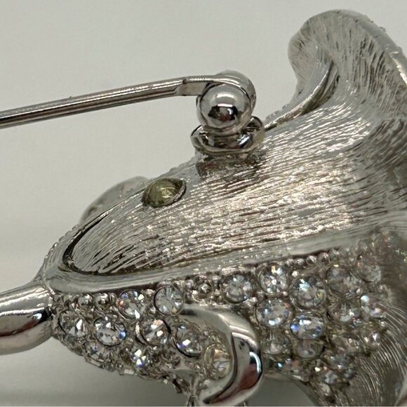 Nolan Miller Rose Brooch, 2002 Anniversary Silver-tone Pave Crystal Rhinestones. - Picture 15 of 16